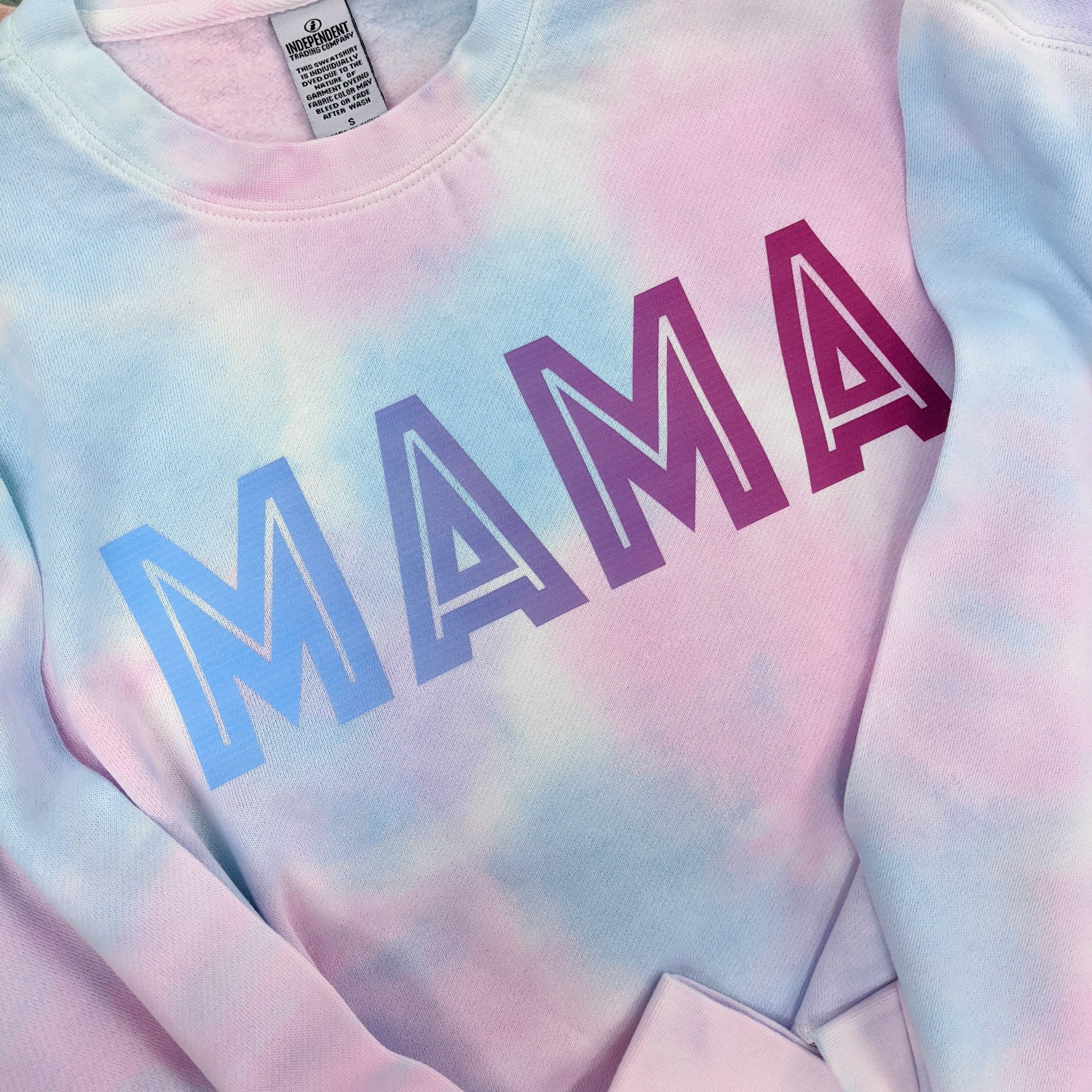 Tie Dye Cotton Candy "MAMA" Crop Crewneck