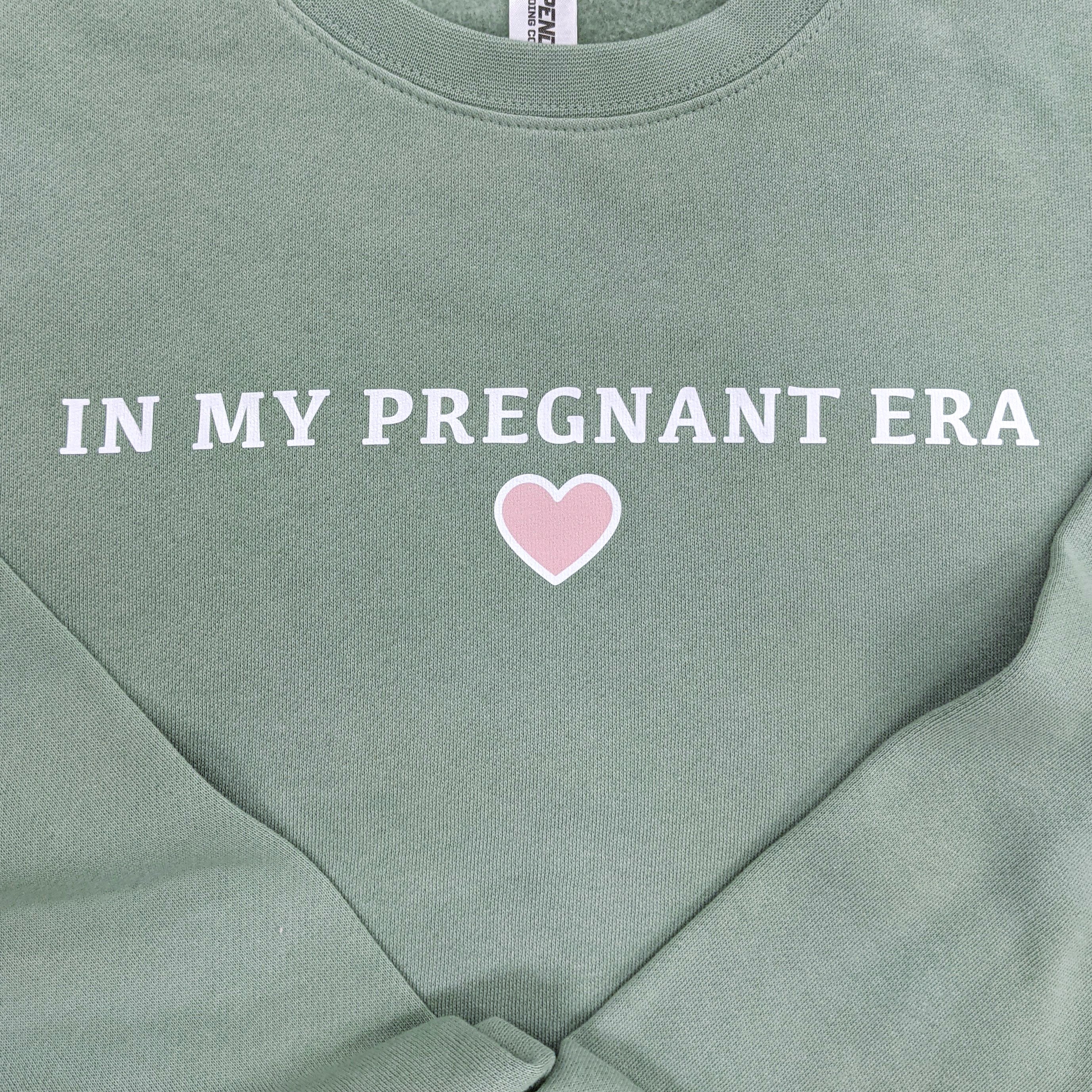Sage "In My Pregnant Era" Crop Crewneck