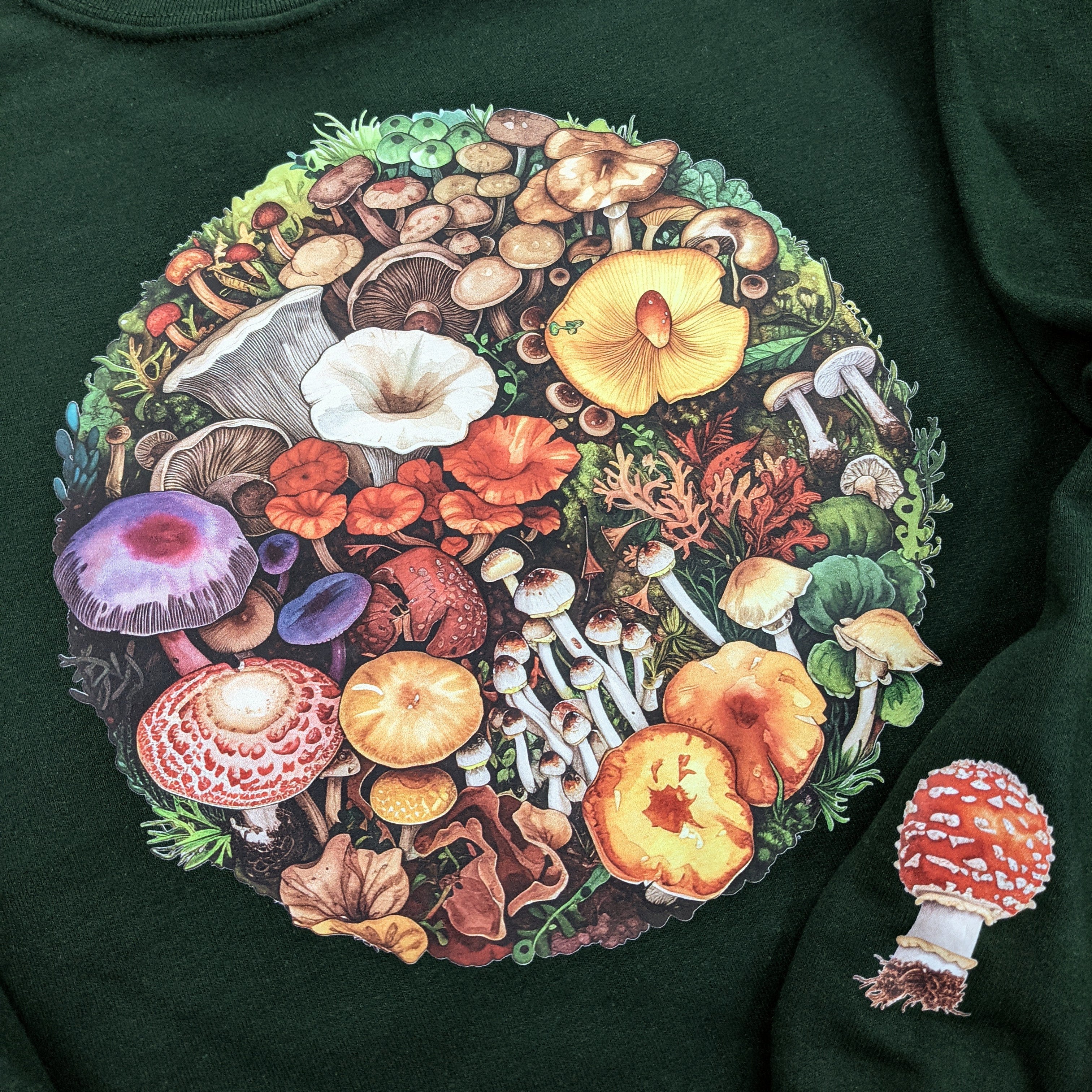 Forest Green Mushrooms Crewneck