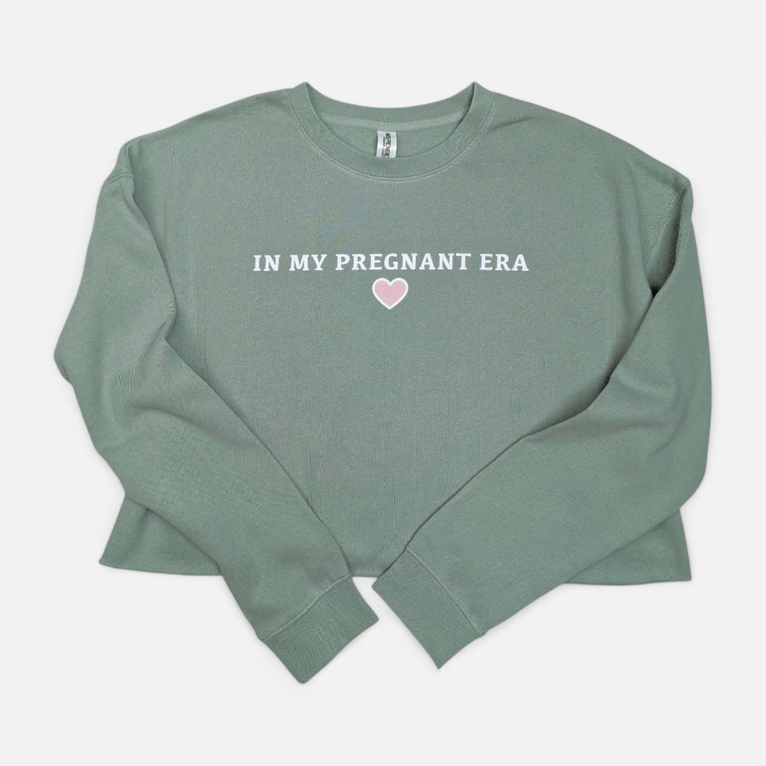 Sage "In My Pregnant Era" Crop Crewneck
