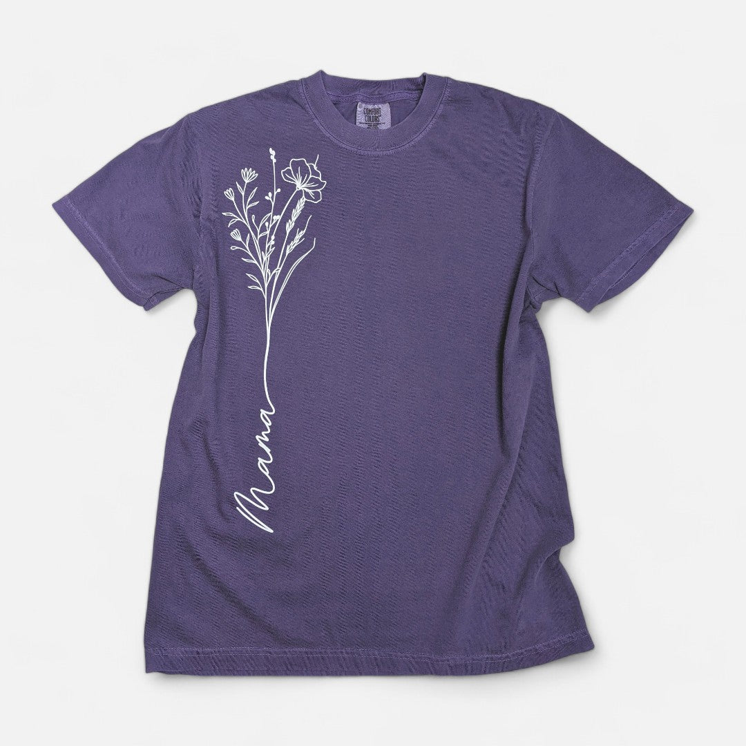lavender flower shirt Purple Floral "Mama" T-Shirt