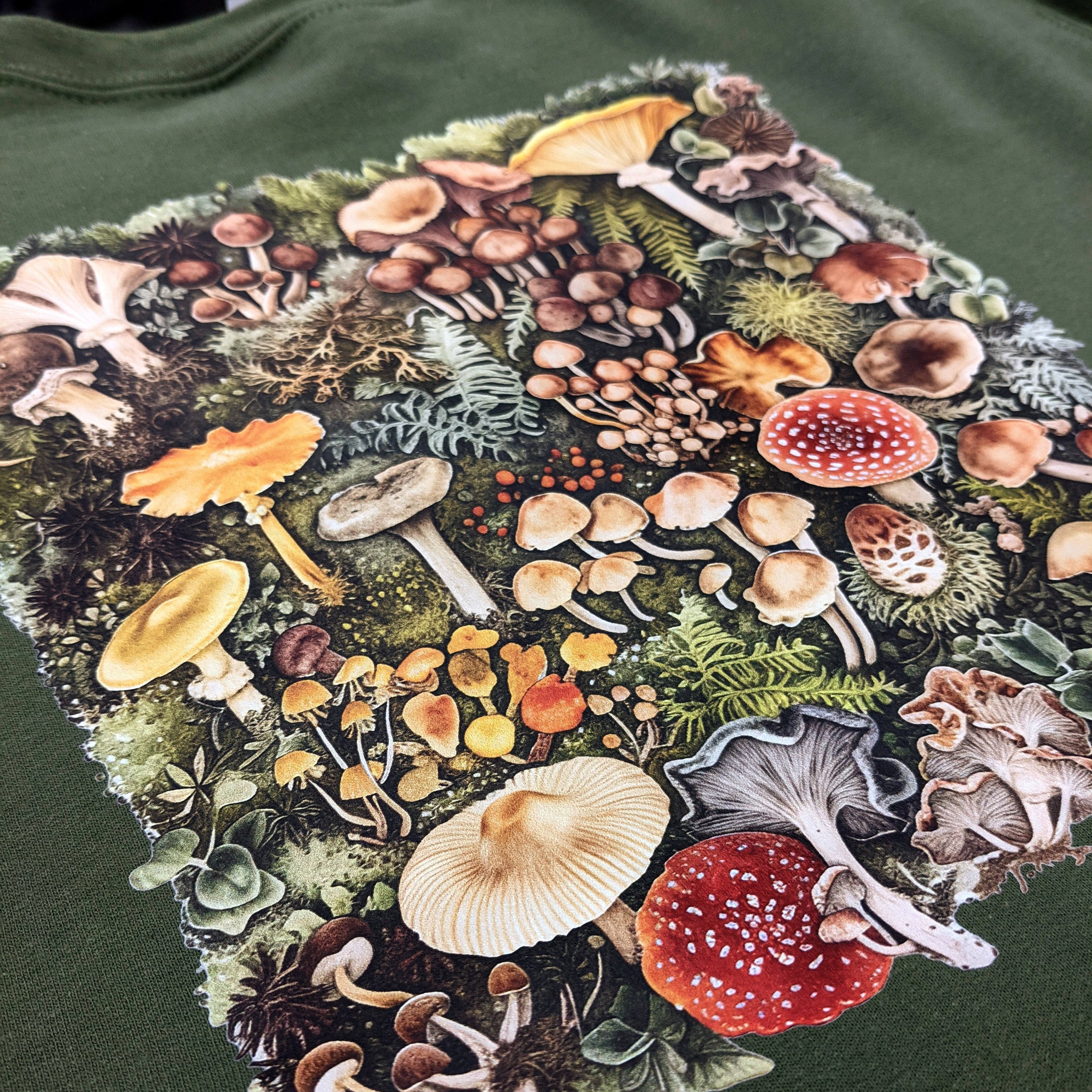 Olive Green Mushrooms Crewneck