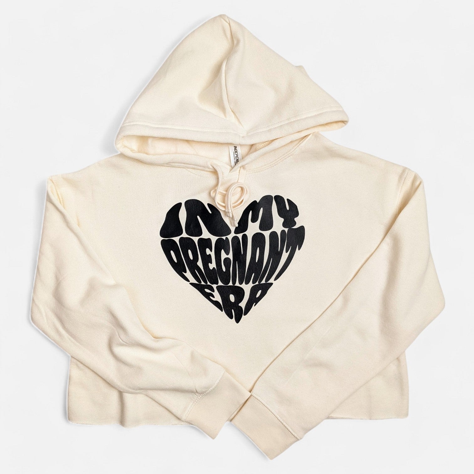 Beige "In My Pregnant Era" Heart Crop Hoodie