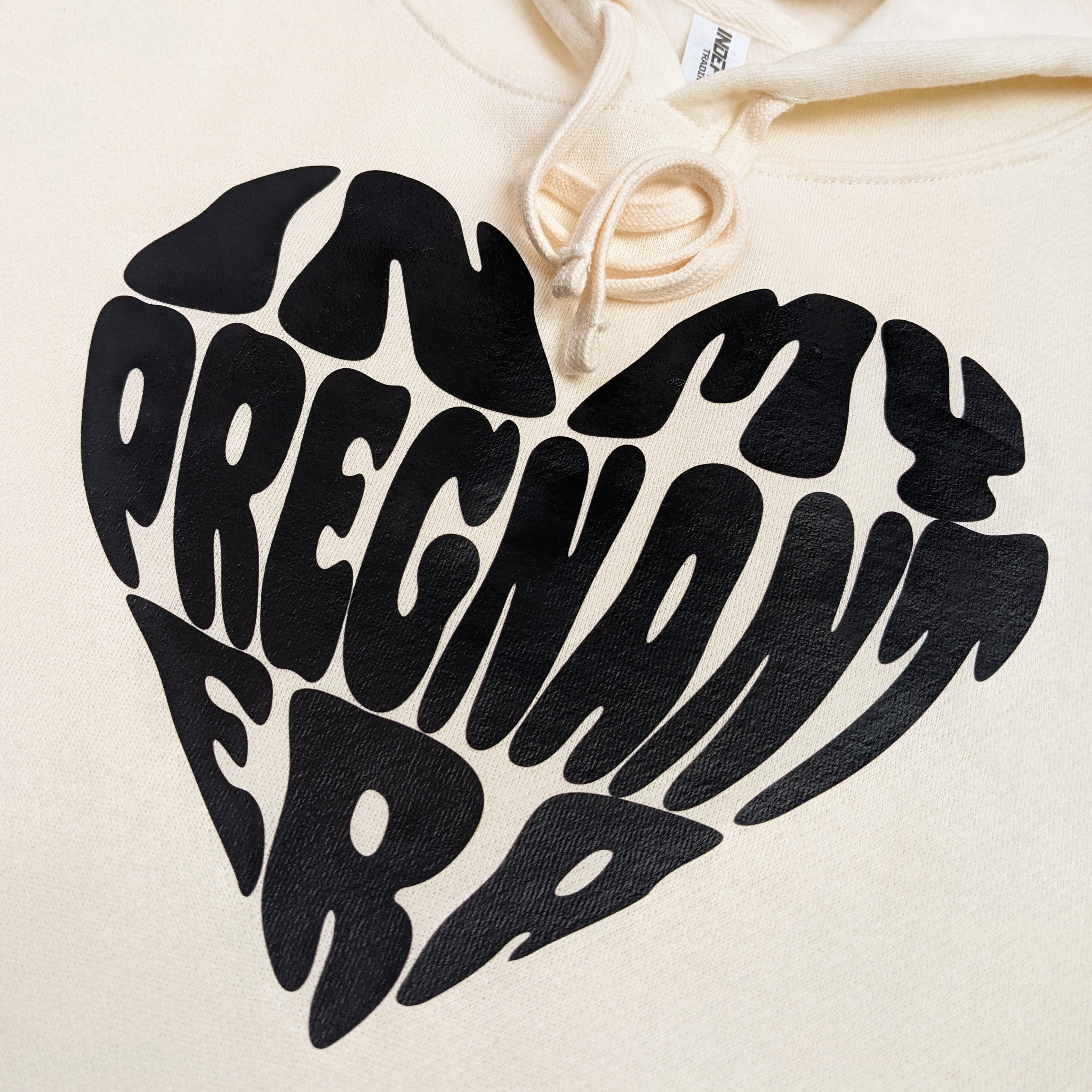 Beige "In My Pregnant Era" Heart Crop Hoodie