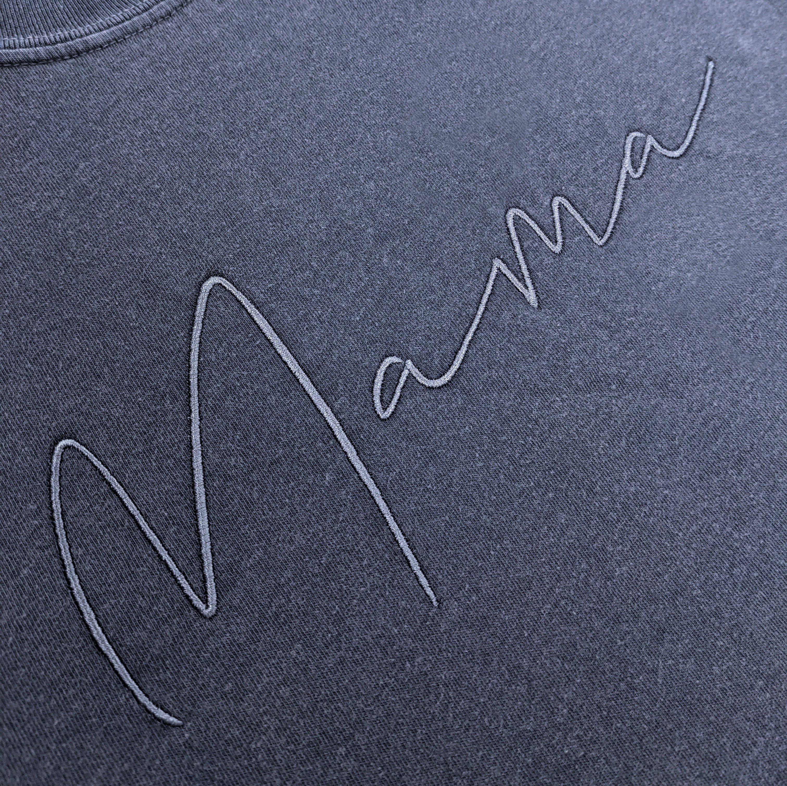 Blue Jean "Mama" Handwritten Embroidered T-Shirt