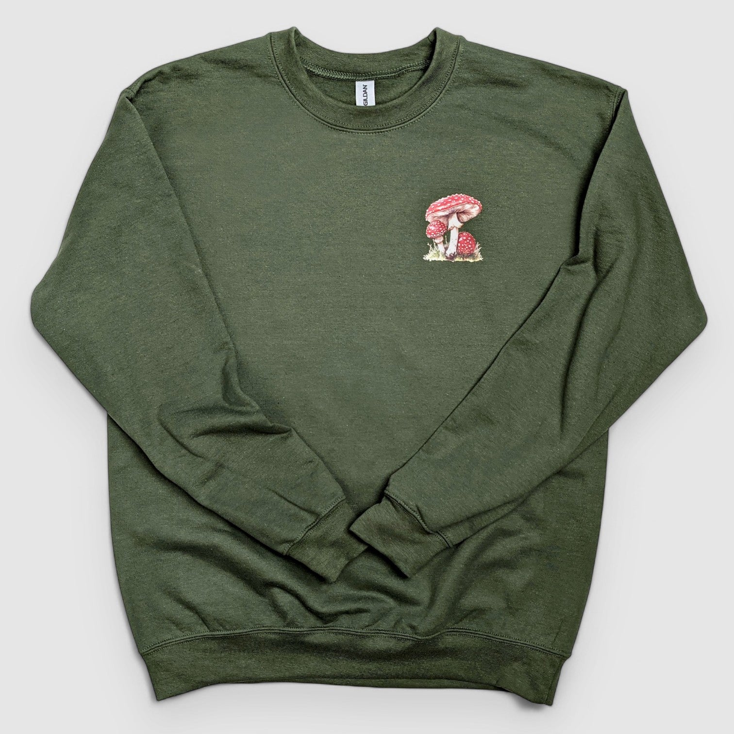 Olive Green Mushrooms Crewneck