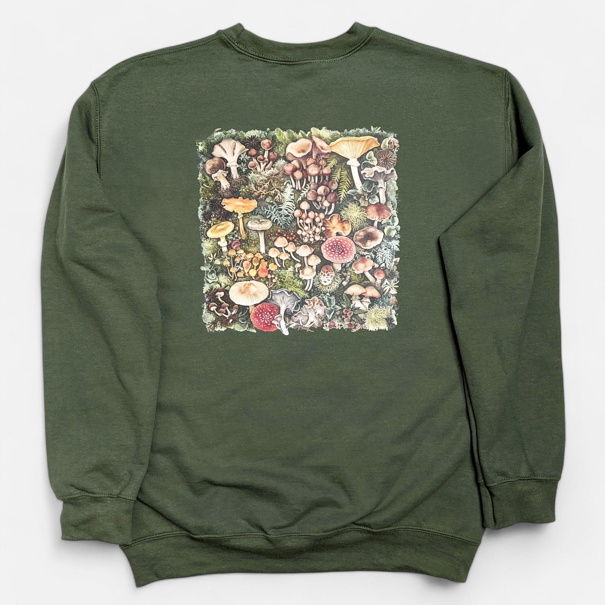 Olive Green Mushrooms Crewneck