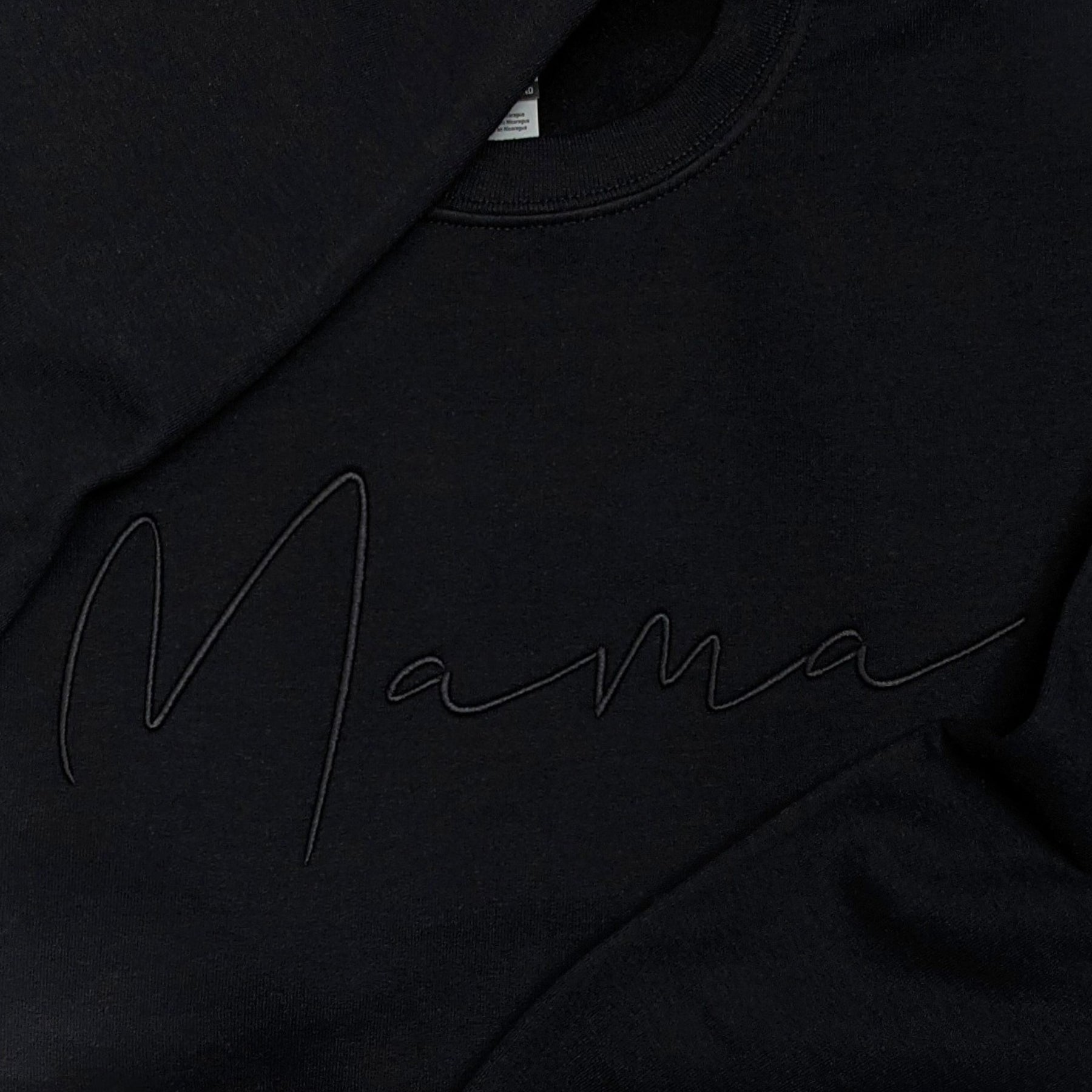 Black "Mama" Handwritten Embroidered Crewneck