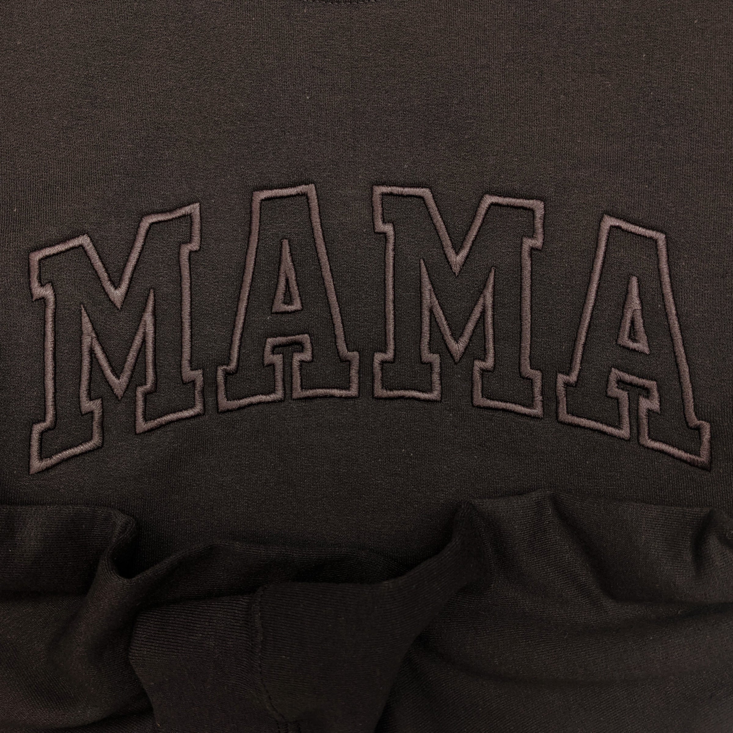 Dark Brown "Mama" Block Embroidered Crewneck