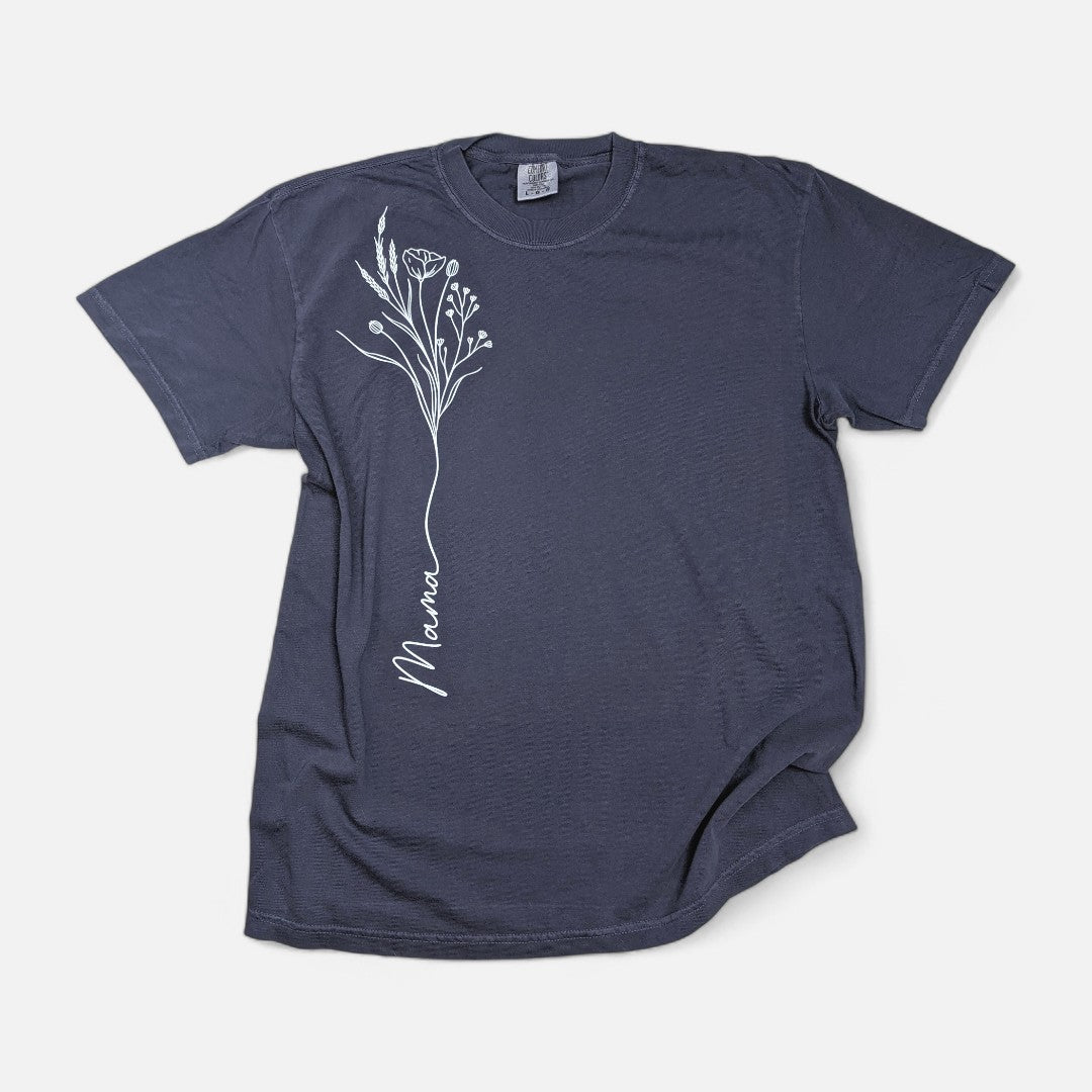 Blue Jean Floral "Mama" T-Shirt