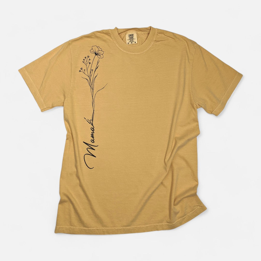 Mustard Floral "Mama" T-Shirt