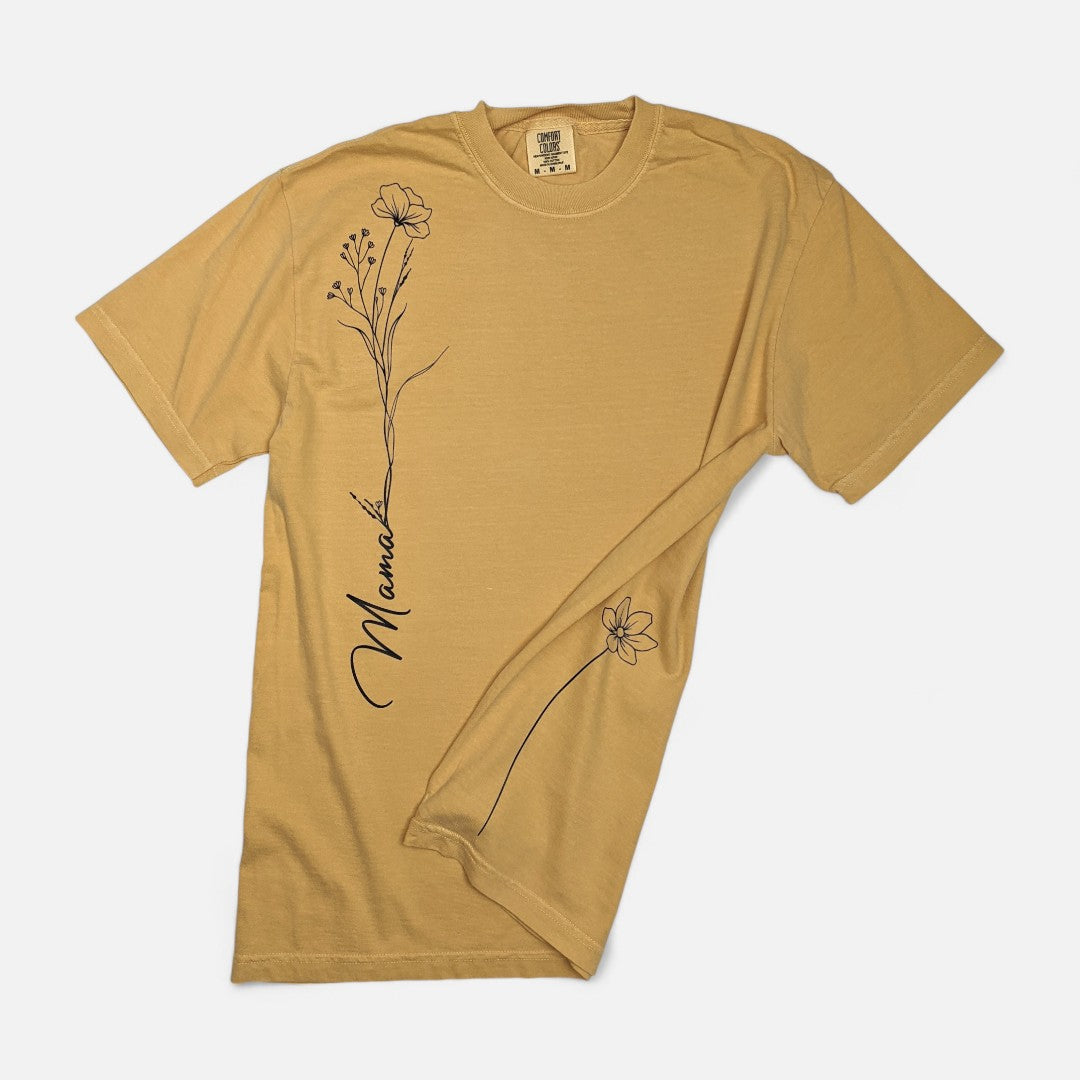 Mustard Floral "Mama" T-Shirt