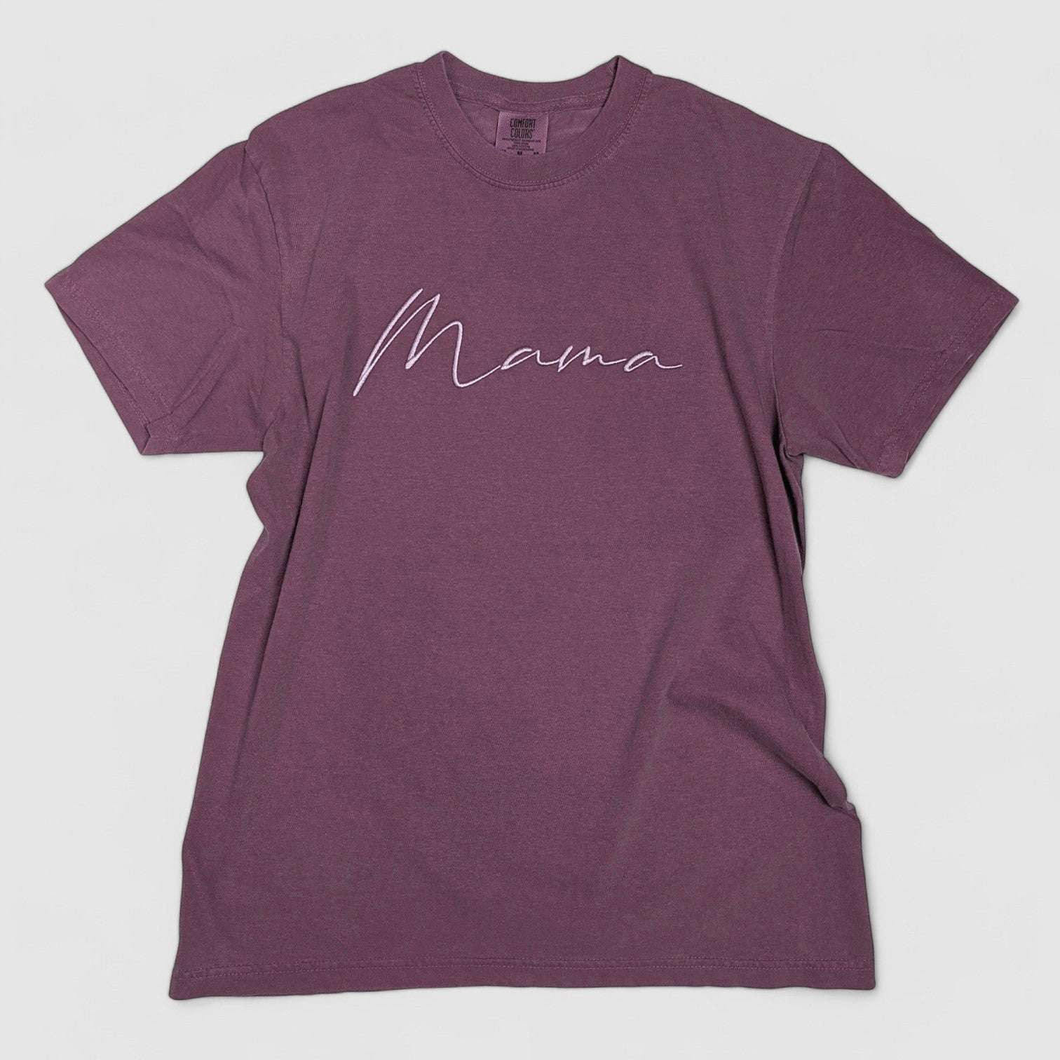 Berry "Mama" Cursive Embroidered T-Shirt