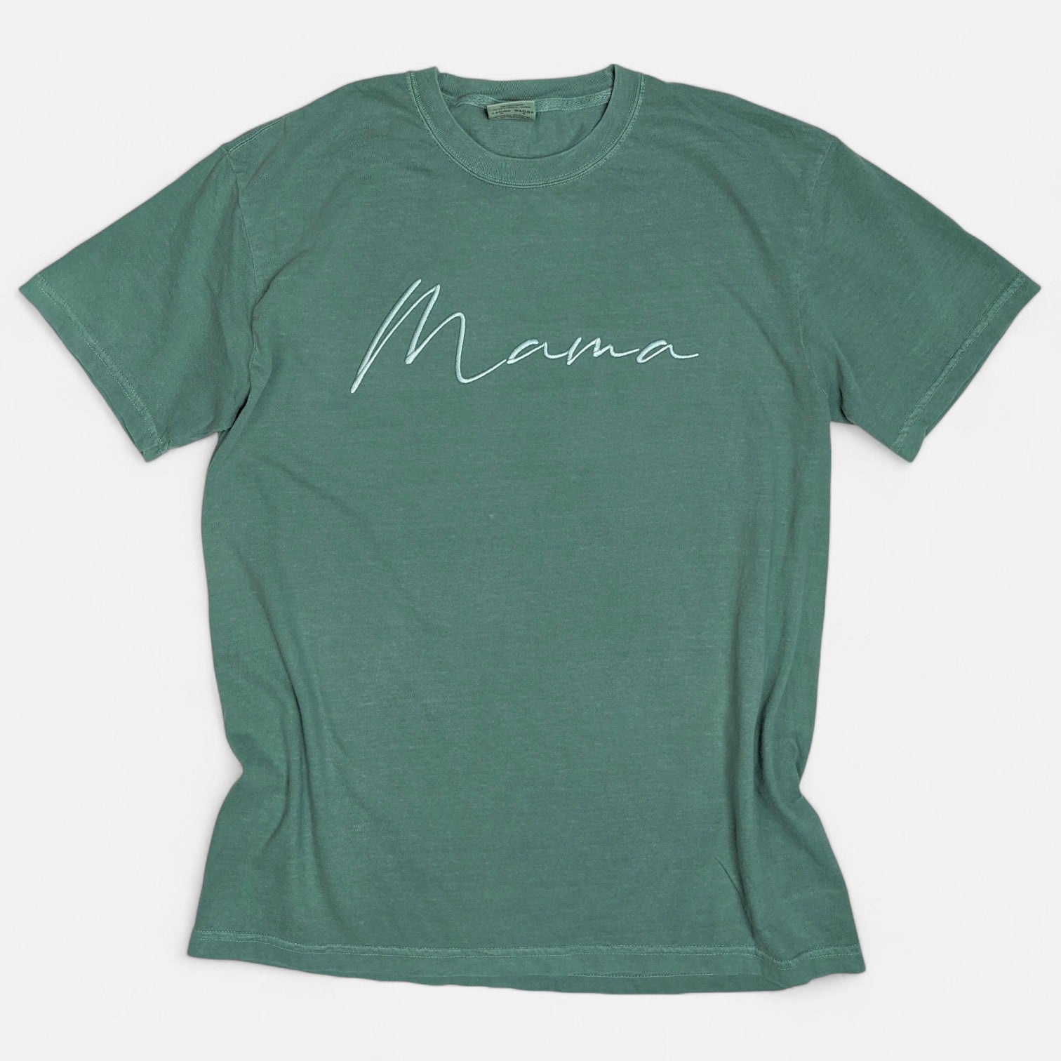 Emerald "Mama" Cursive Embroidered T-Shirt