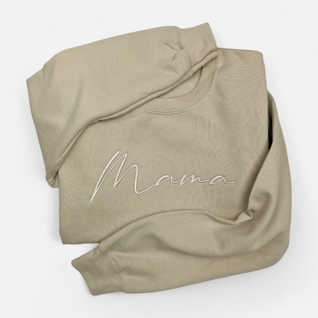 Sand "Mama" Cursive Embroidered Crewneck