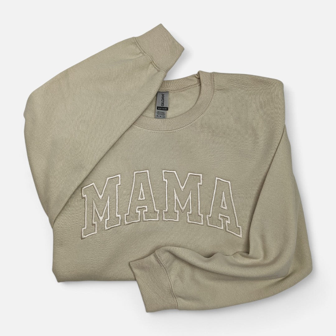 Sand "Mama" Block Embroidered Crewneck