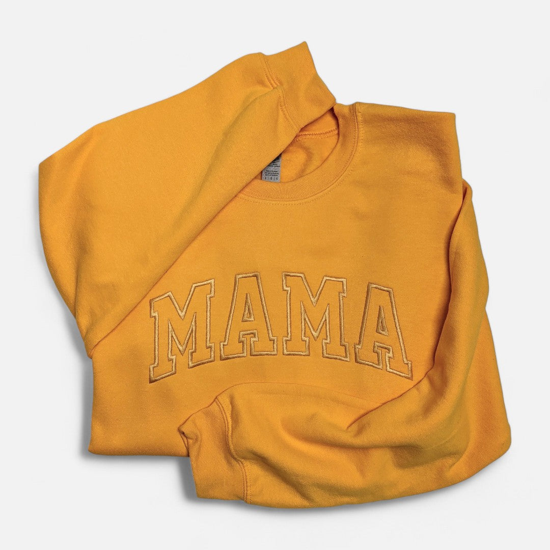 Yellow "Mama" Block Embroidered Crewneck