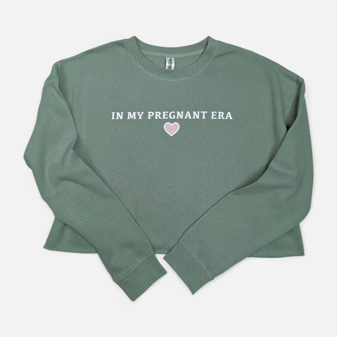 Sage "In My Pregnant Era" Crop Crewneck