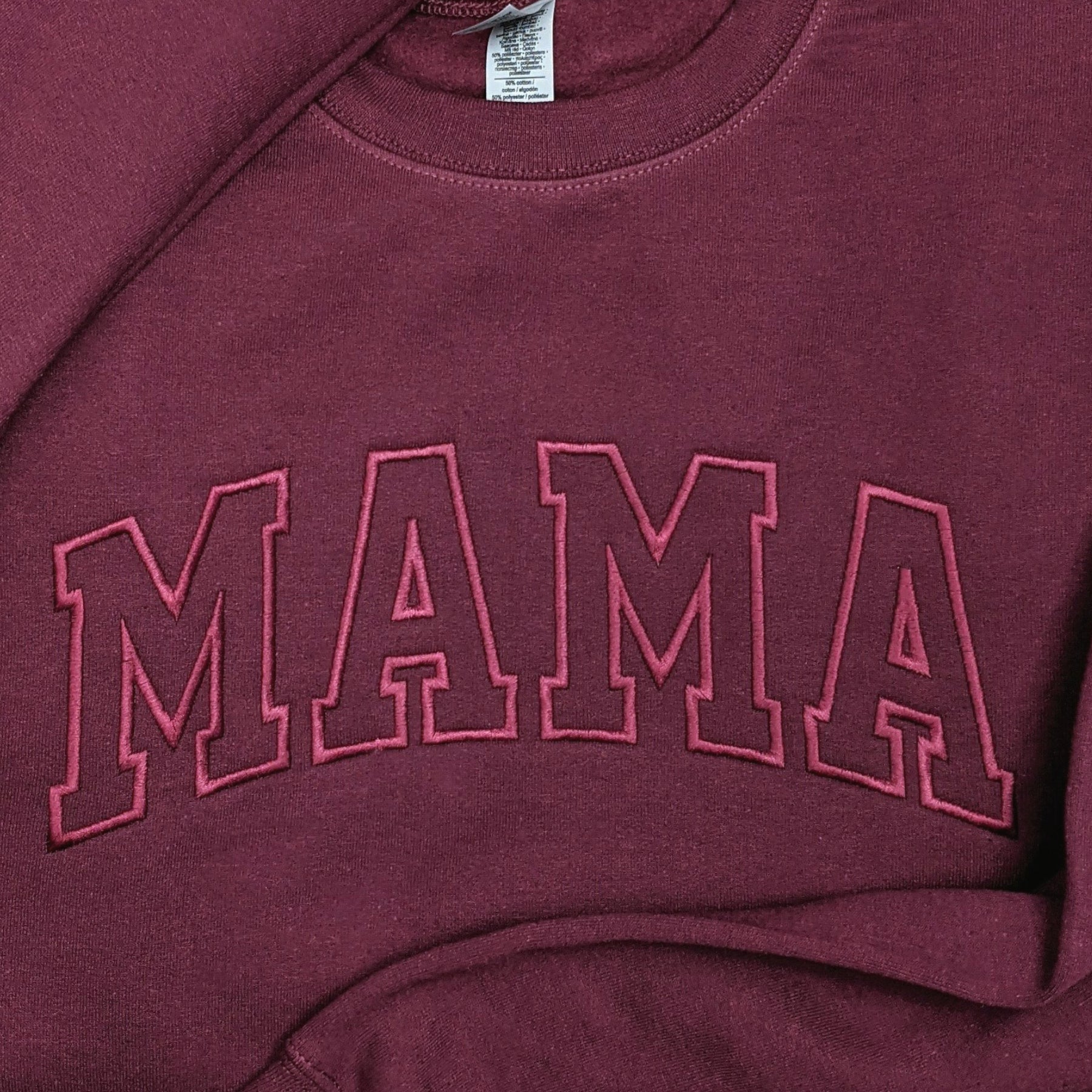 Maroon "Mama" Block Embroidered Crewneck