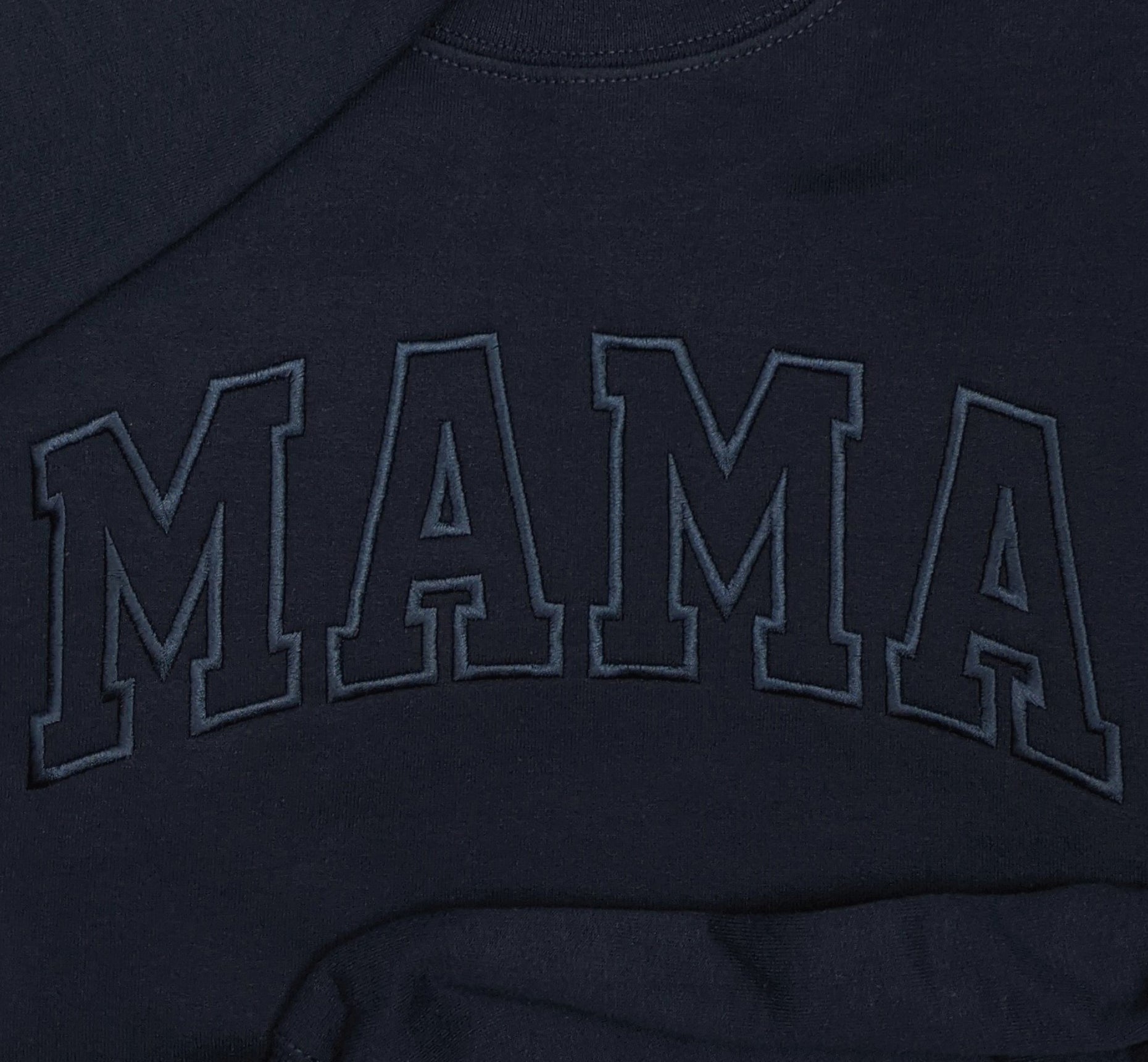 Navy "Mama" Block Embroidered Crewneck