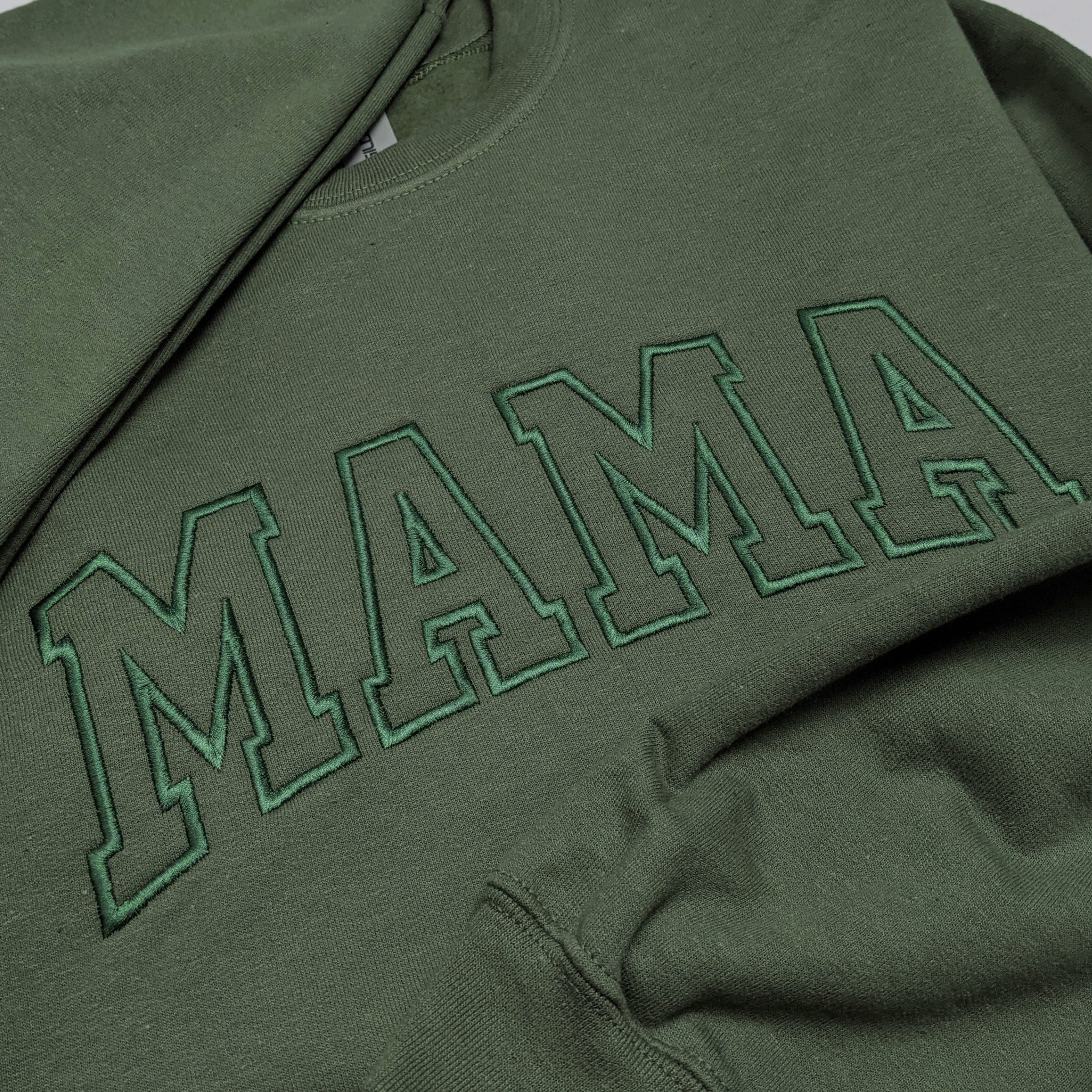 Olive "Mama" Block Embroidered Crewneck