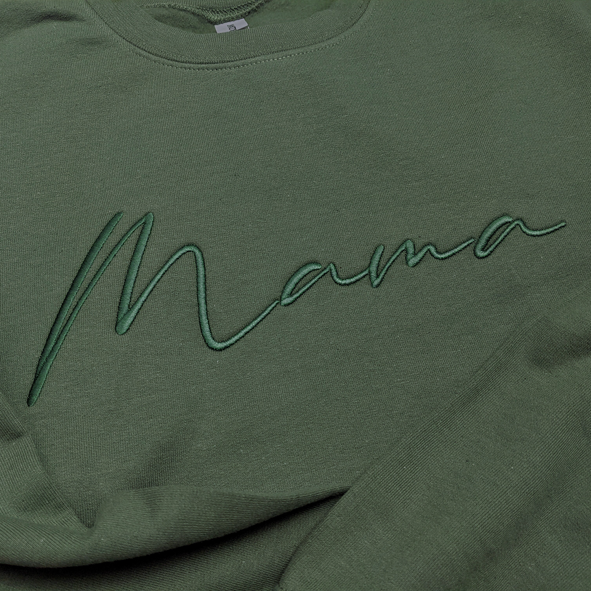 Olive "Mama" Cursive Embroidered Crewneck