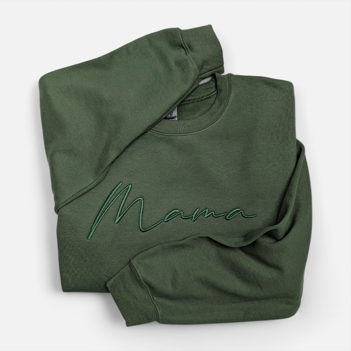 Olive "Mama" Cursive Embroidered Crewneck