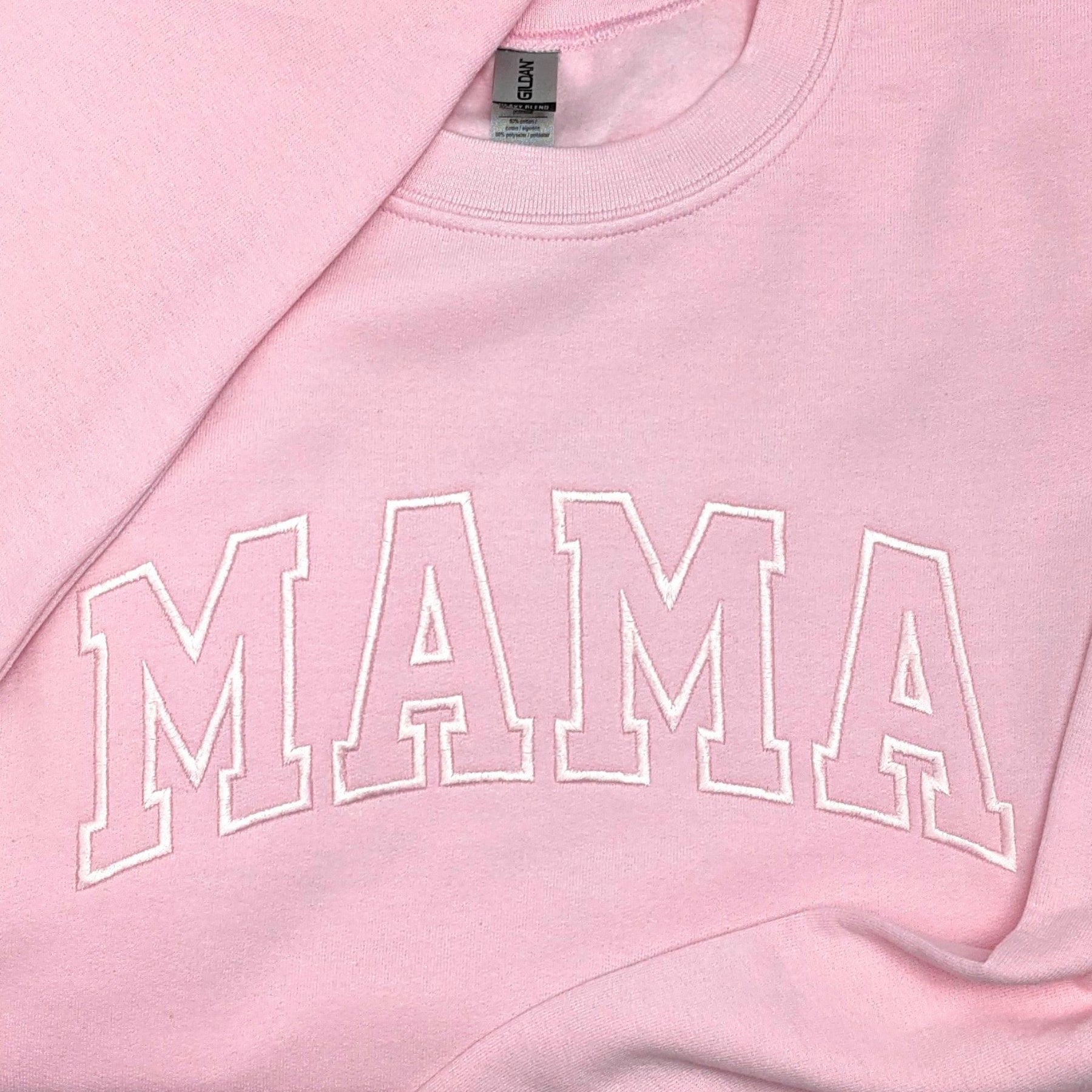 Pink "Mama" Block Embroidered Crewneck