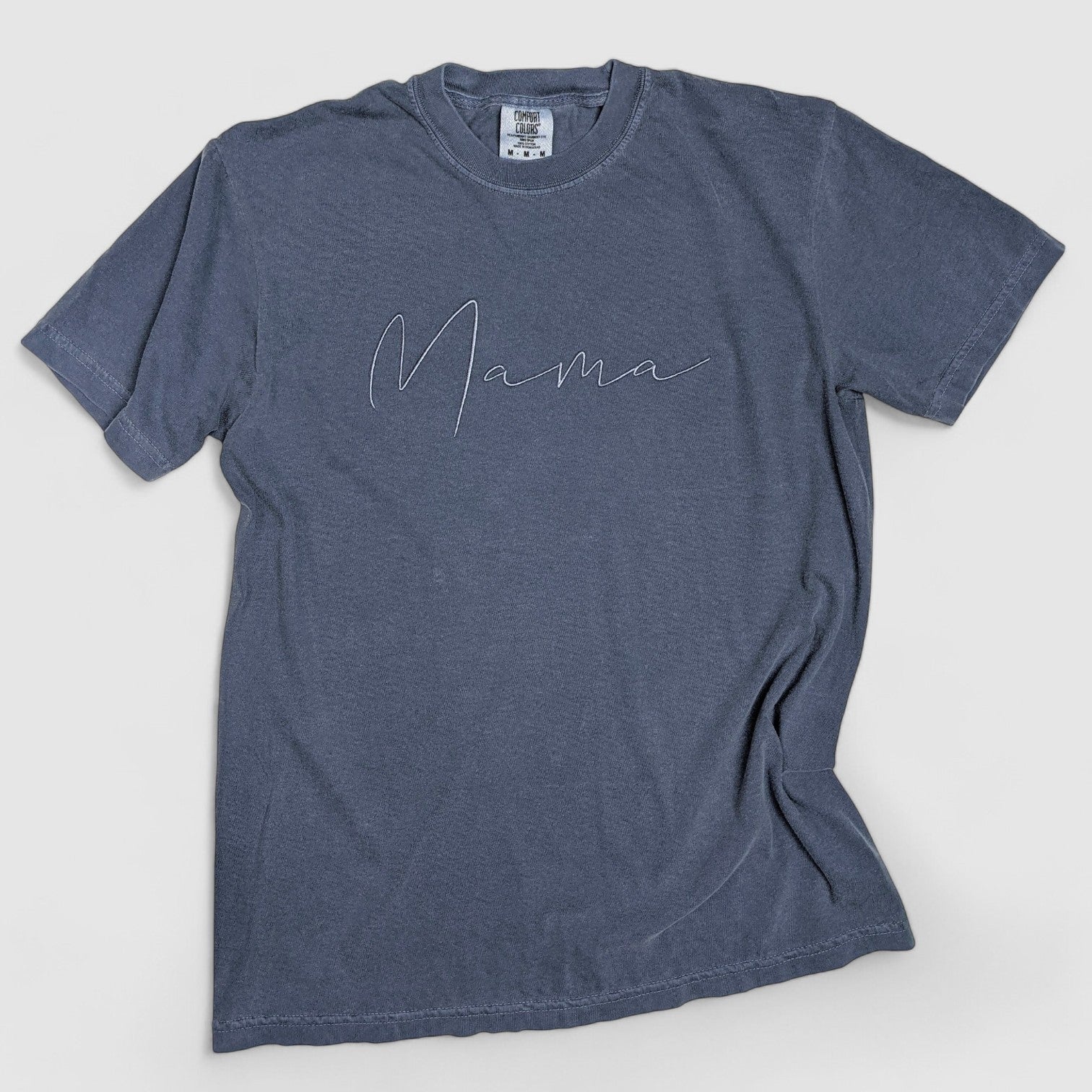 Blue Jean "Mama" Handwritten Embroidered T-Shirt