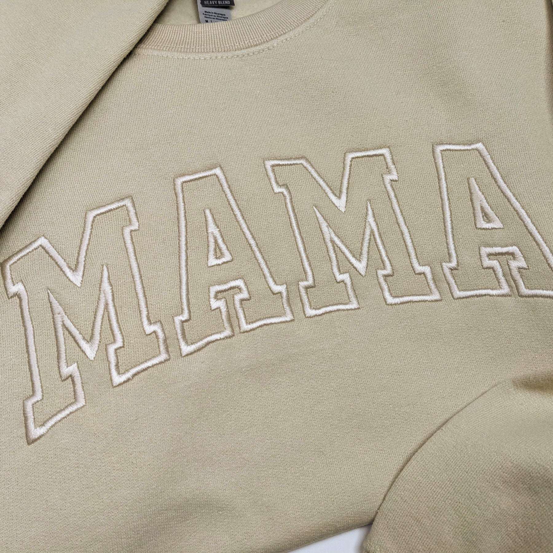 Sand "Mama" Block Embroidered Crewneck