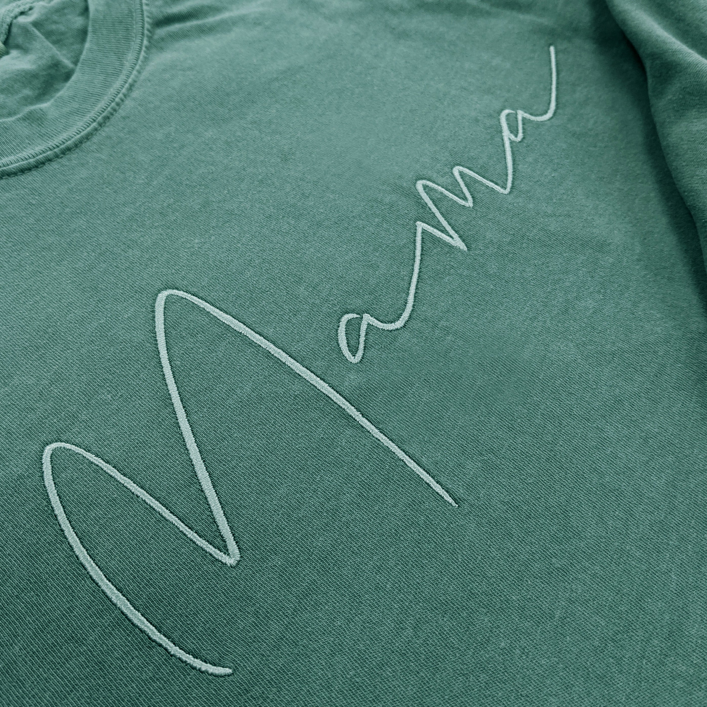 Emerald "Mama" Handwritten Embroidered T-Shirt