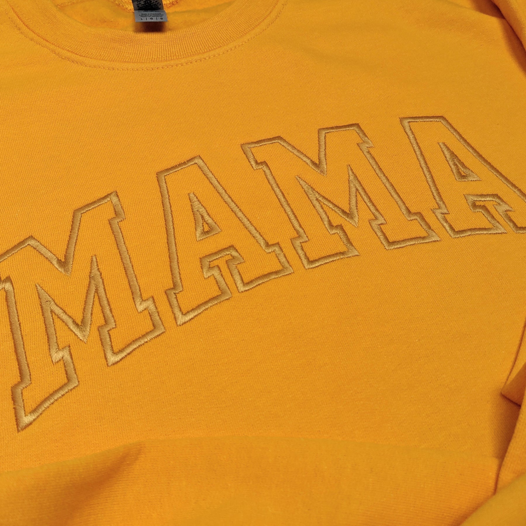 Yellow "Mama" Block Embroidered Crewneck